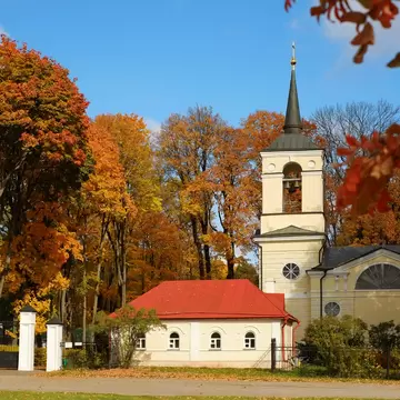 Church at the entrance to Museum-Reserve IS Turgenev "Spassky Lutovinovo." Russia. Orel region, Mtsensk District, the village Spasskoe- Lutovinovo; Shutterstock ID 221602441; Your name (First / Last): Josh Vogel; Project no. or GL code: 56530; Net...