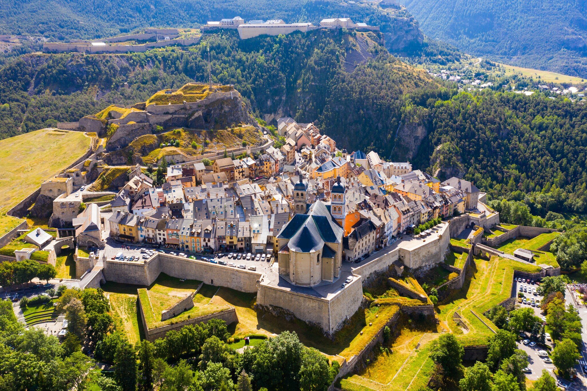 Aerial view on the city Briancon. France