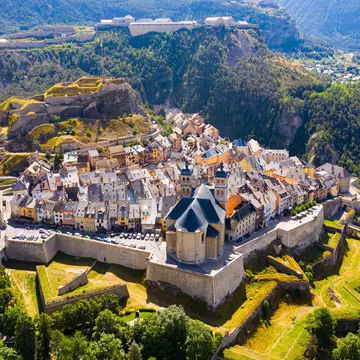 Aerial view on the city Briancon. France