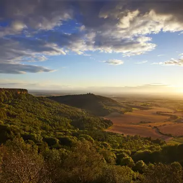 View from Sutton Bank at sunset in North York Moors National Park, England