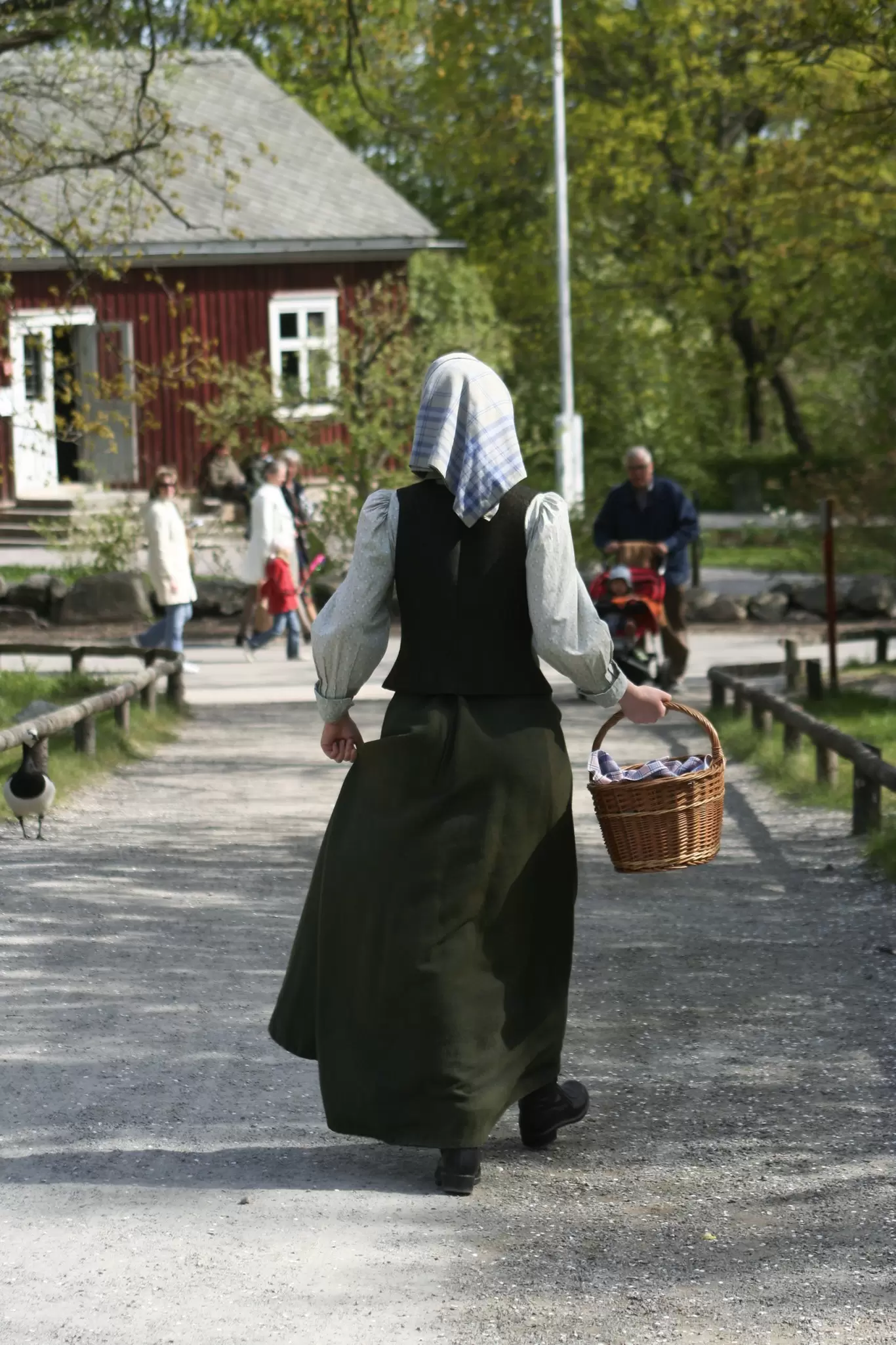 Woman in period costume at Skansen