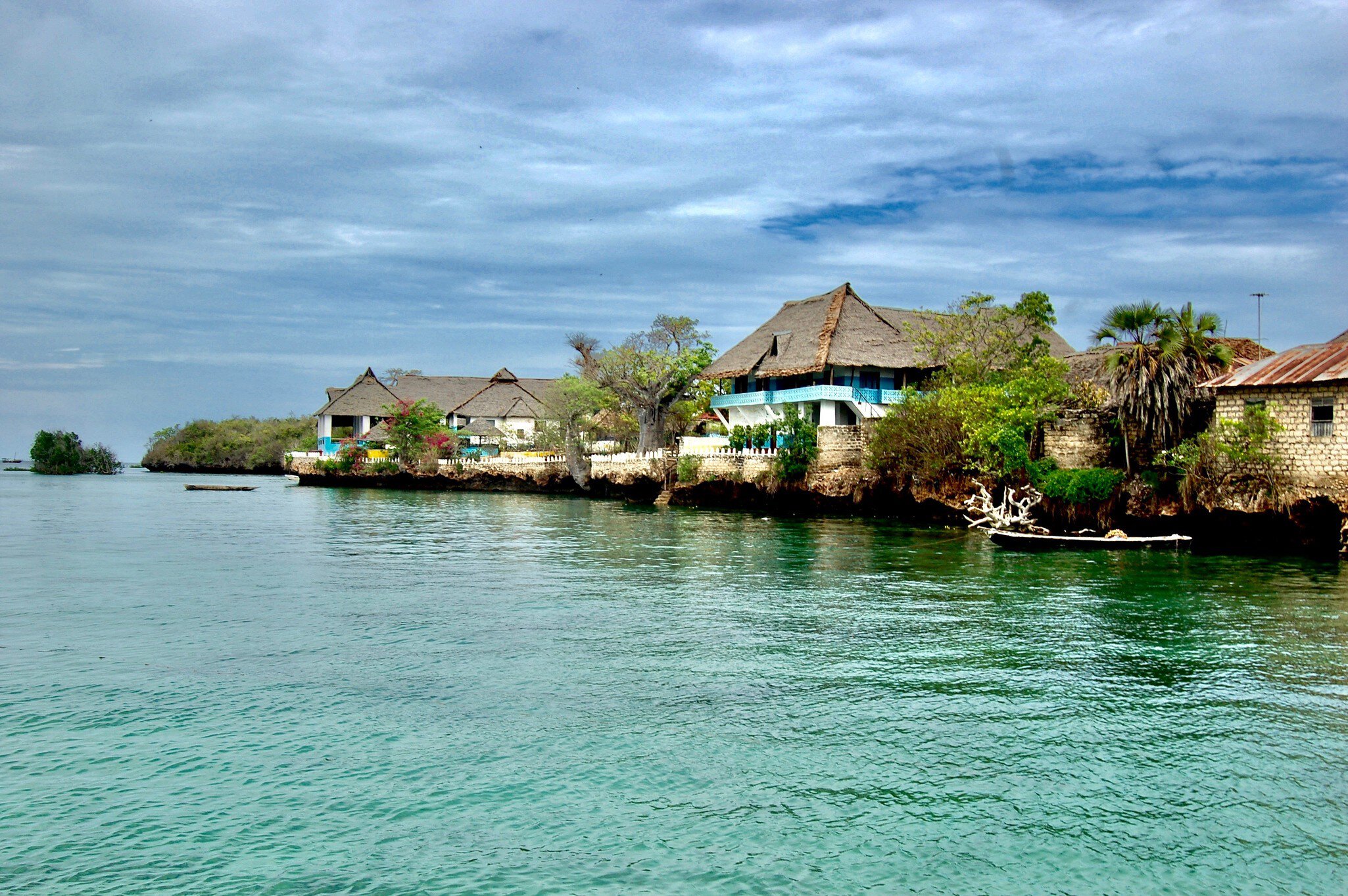 Landscape view on wild island Wasini in Kenya, Africa.