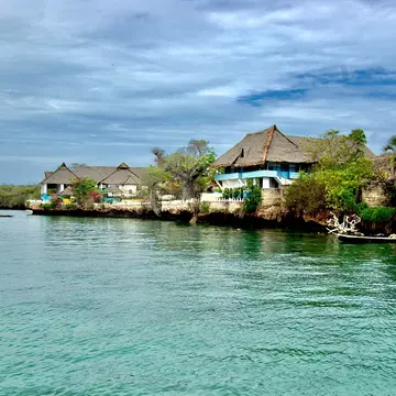 Landscape view on wild island Wasini in Kenya, Africa.