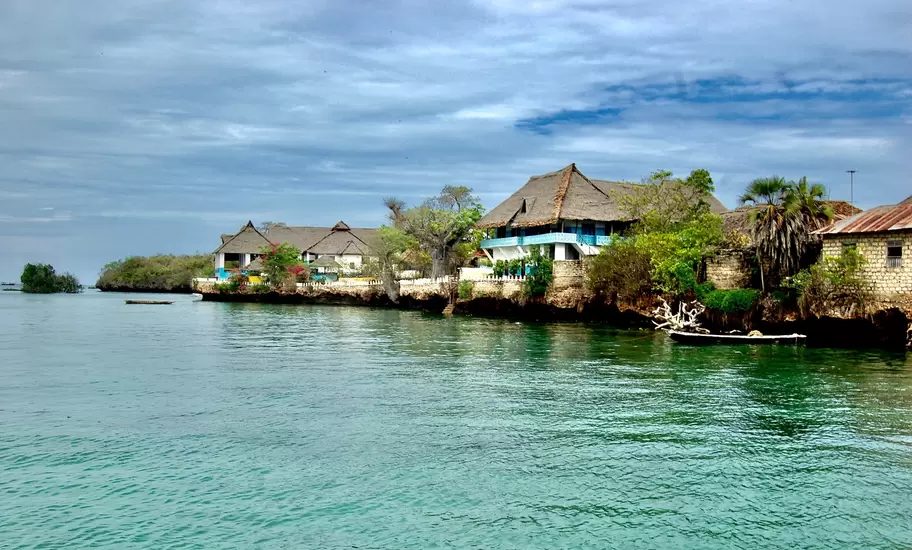 Landscape view on wild island Wasini in Kenya, Africa.