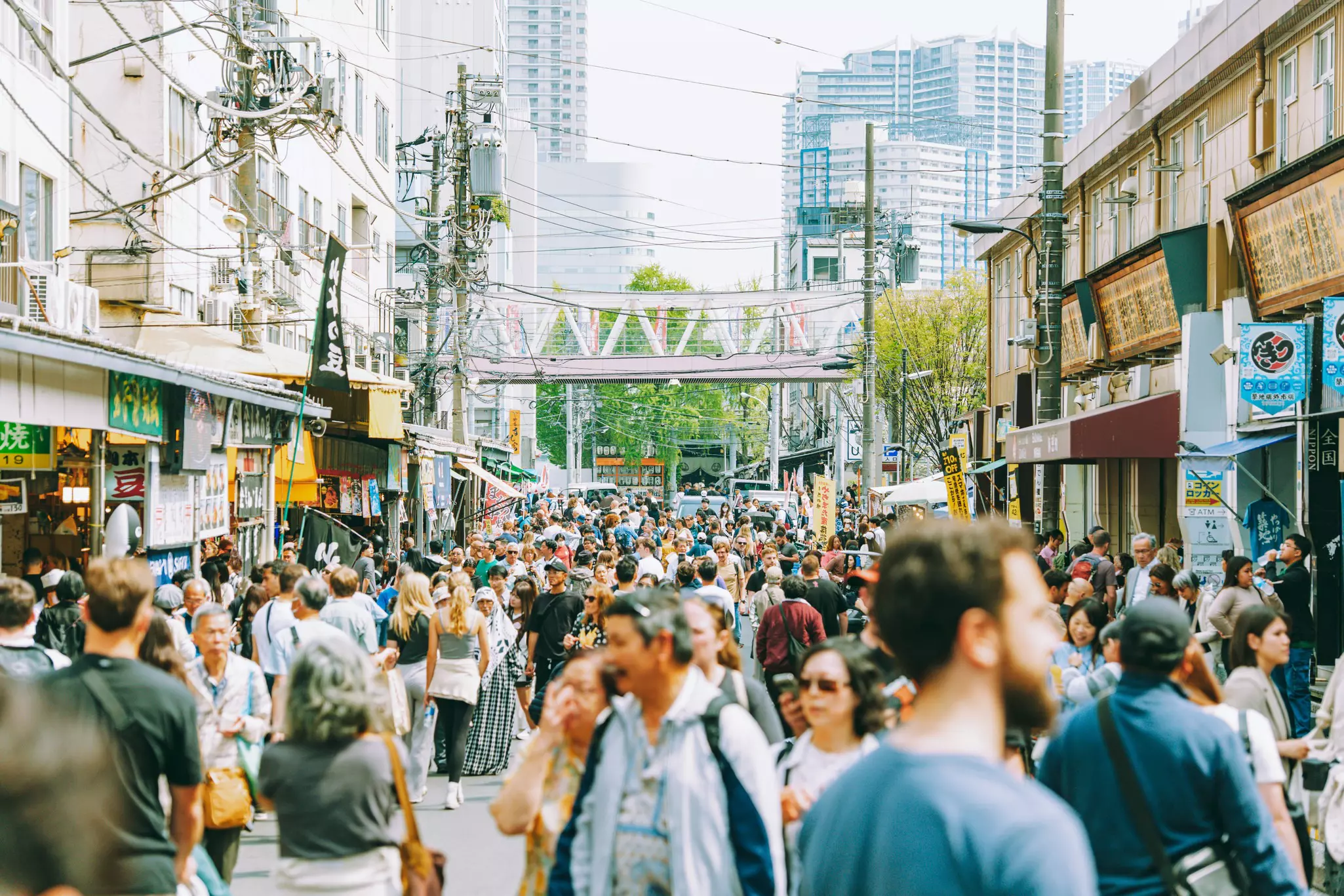 Crowds outside Tsukiji Market