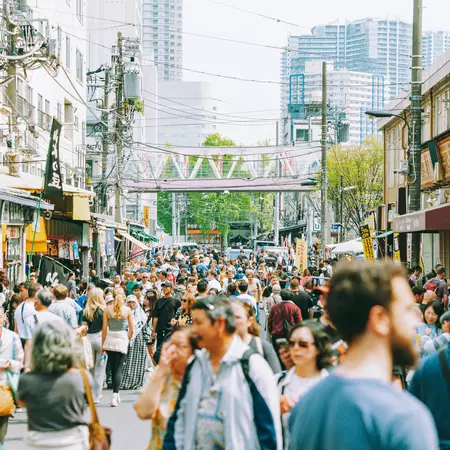 Crowds outside Tsukiji Market