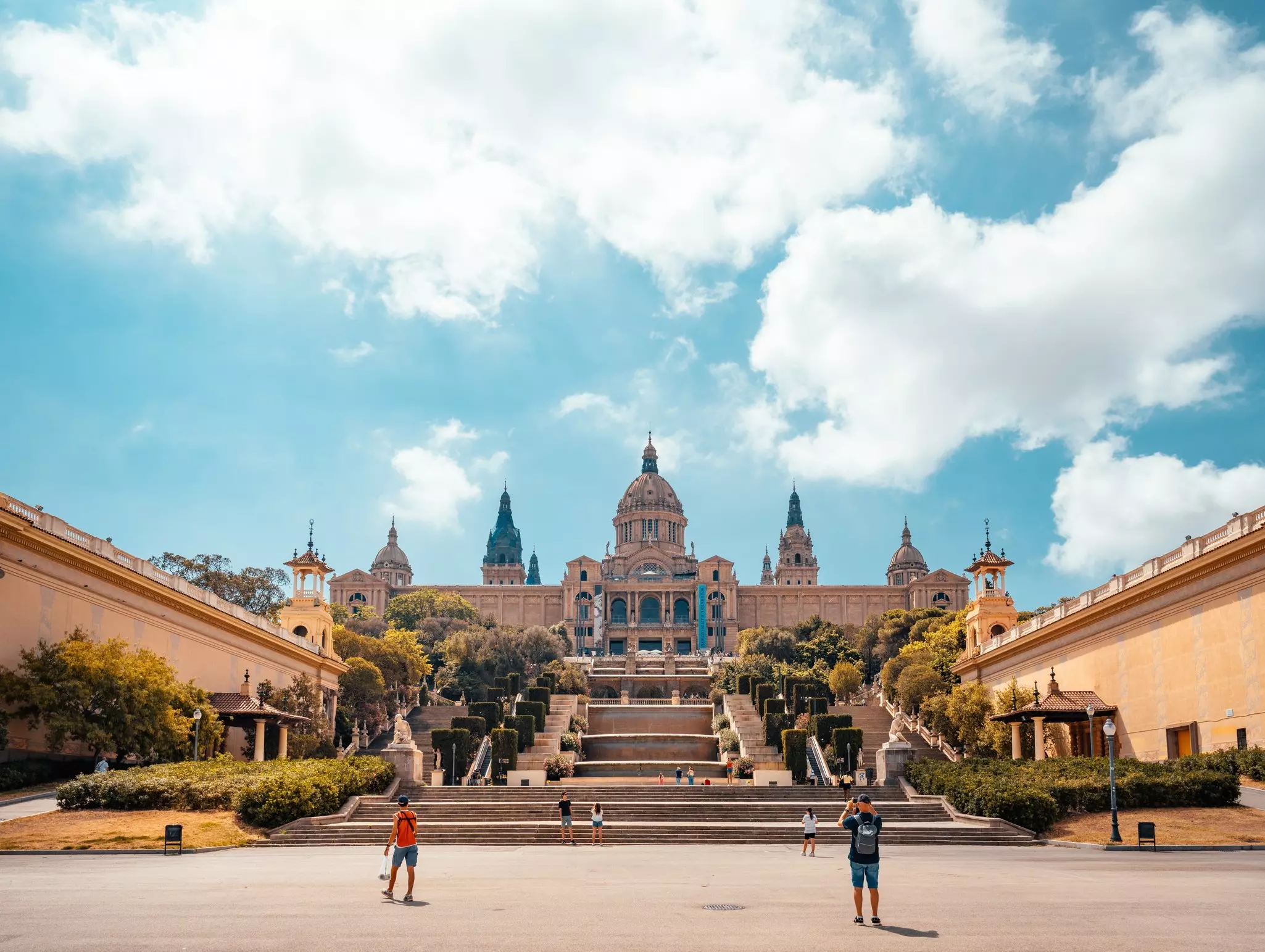 The exterior of the Museu Nacional d'Art de Catalunya on a sunny day in Barcelona