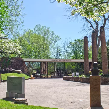 Tahlequah, Oklahoma / USA - April 21, 2019:  The Cherokee National Museum lies on the grounds of the Cherokee Heritage Center, where the tribe's history, culture and arts are preserved and celebrated.; Shutterstock ID 1731589861;