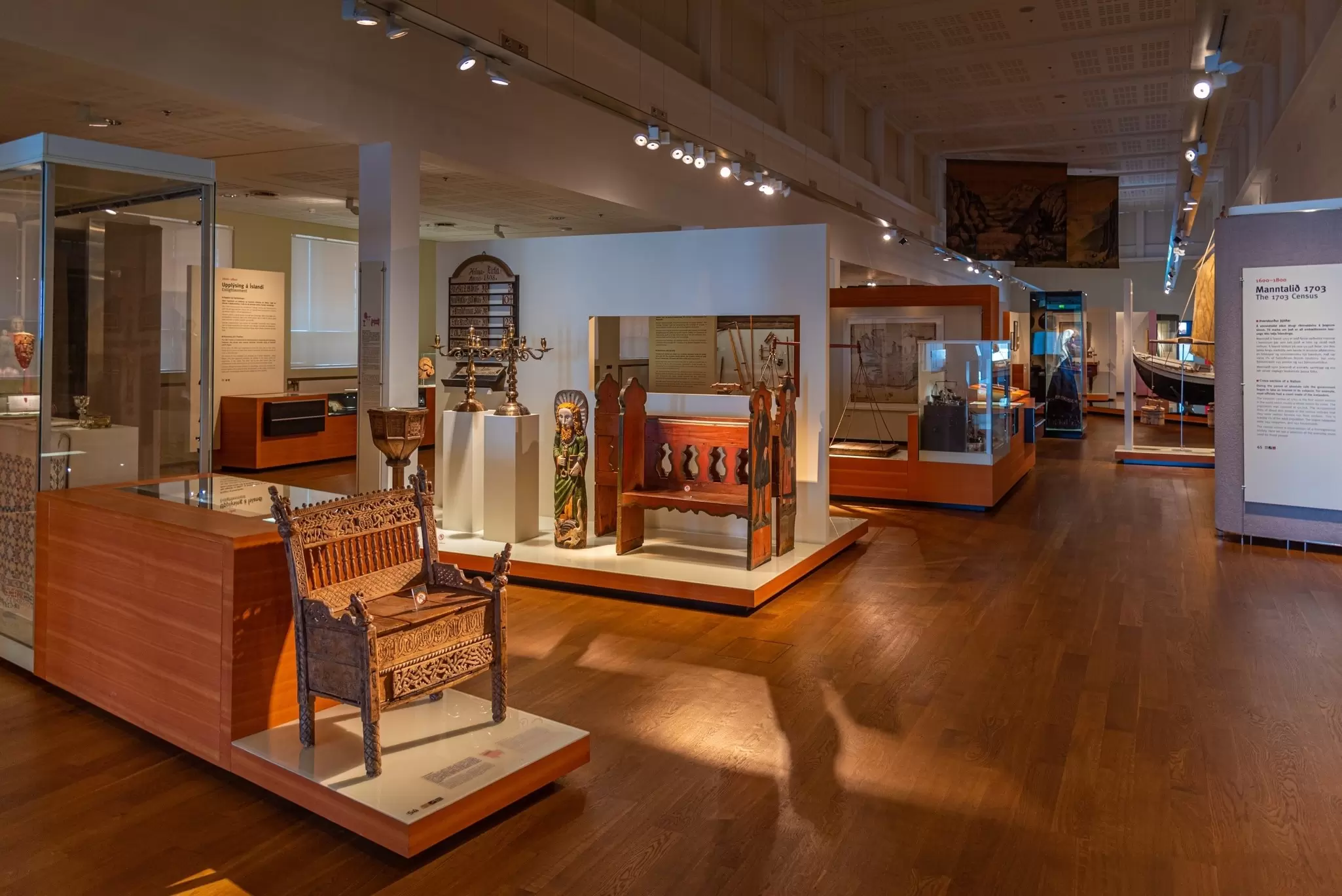 View of the exhibition inside the National Museum in Reykjavik, Iceland.