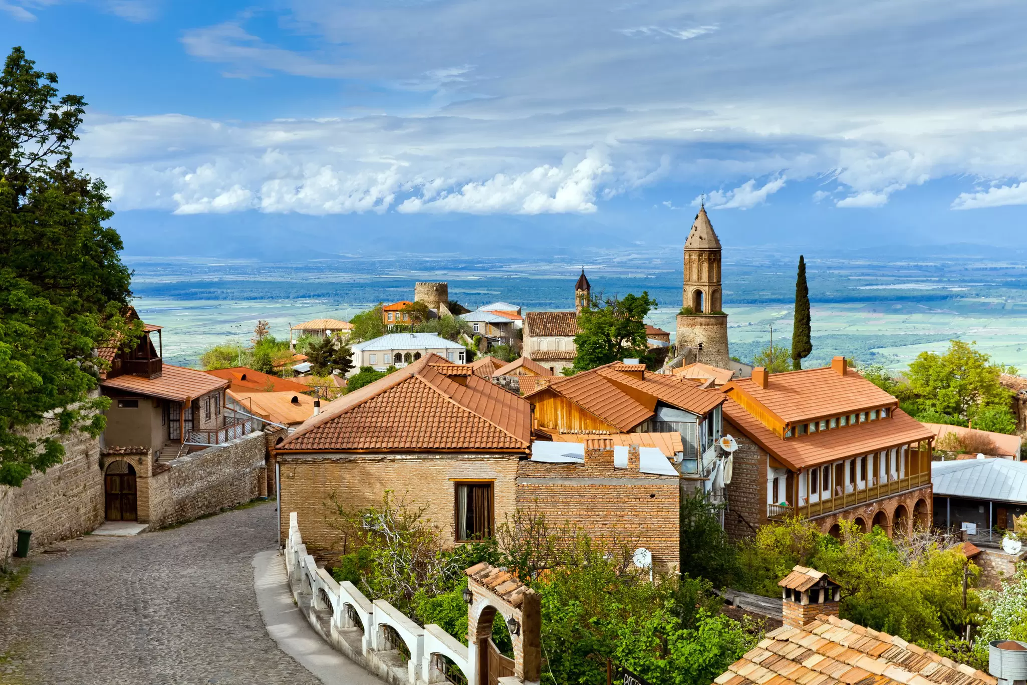 The beautiful hilltop village of Sighnaghi, Georgia. Alexander Tolstykh/Shutterstock