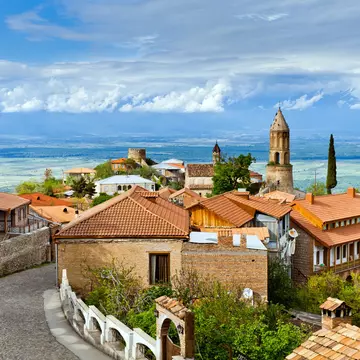 The beautiful hilltop village of Sighnaghi, Georgia. Alexander Tolstykh/Shutterstock