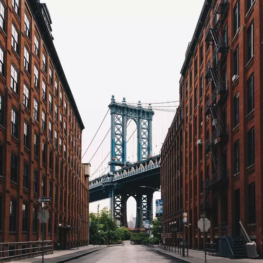 New York, US - May 13, 2023 - Manhattan Bridge at Brooklyn street New York city US