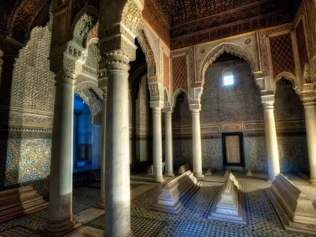 Interior of the Saadian Tombs in Marrakesh, Morocco
