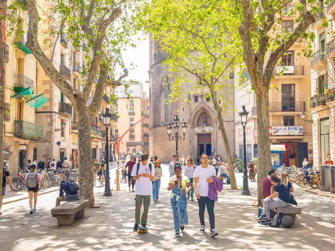 People walking in the El Born district of Barcelona City
