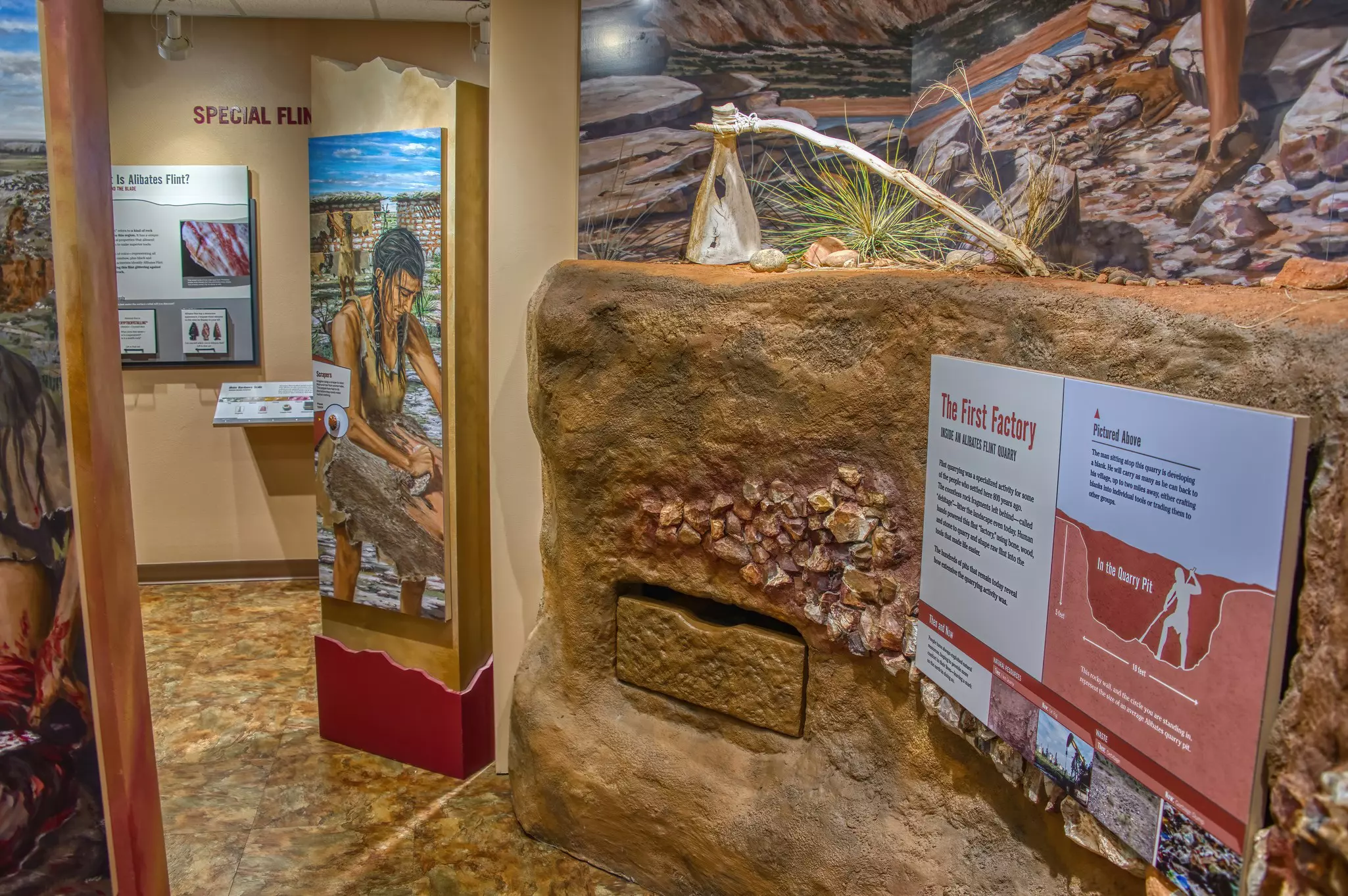 Interior of the museum at Alibates Flint Quarry National Monument.  