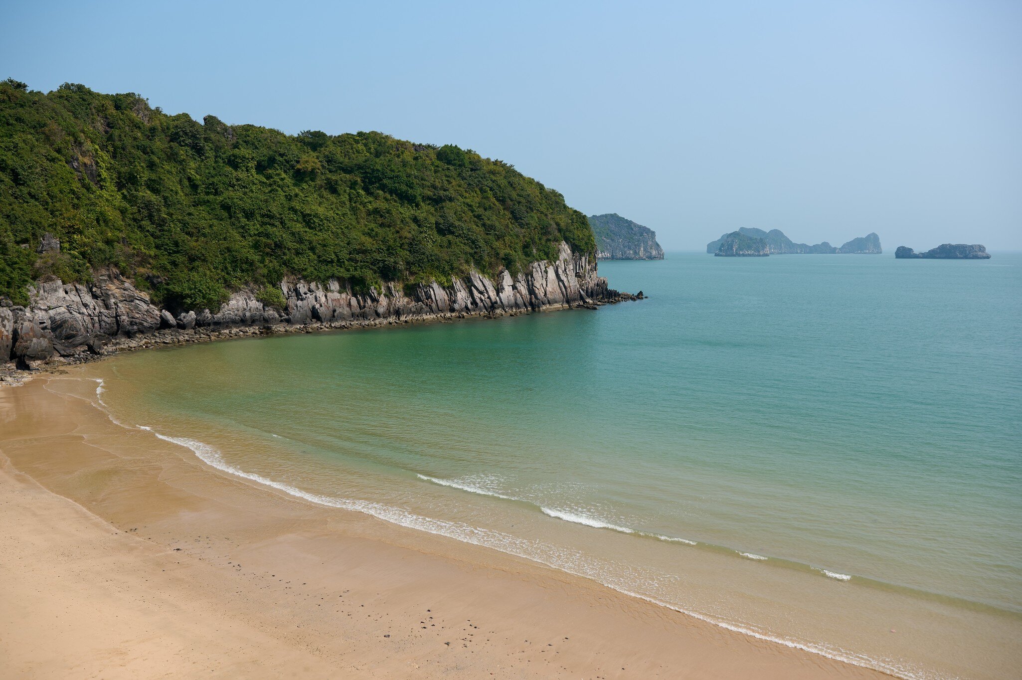 View of Cat Co 1 beach on Cat Ba island in Vietnam.