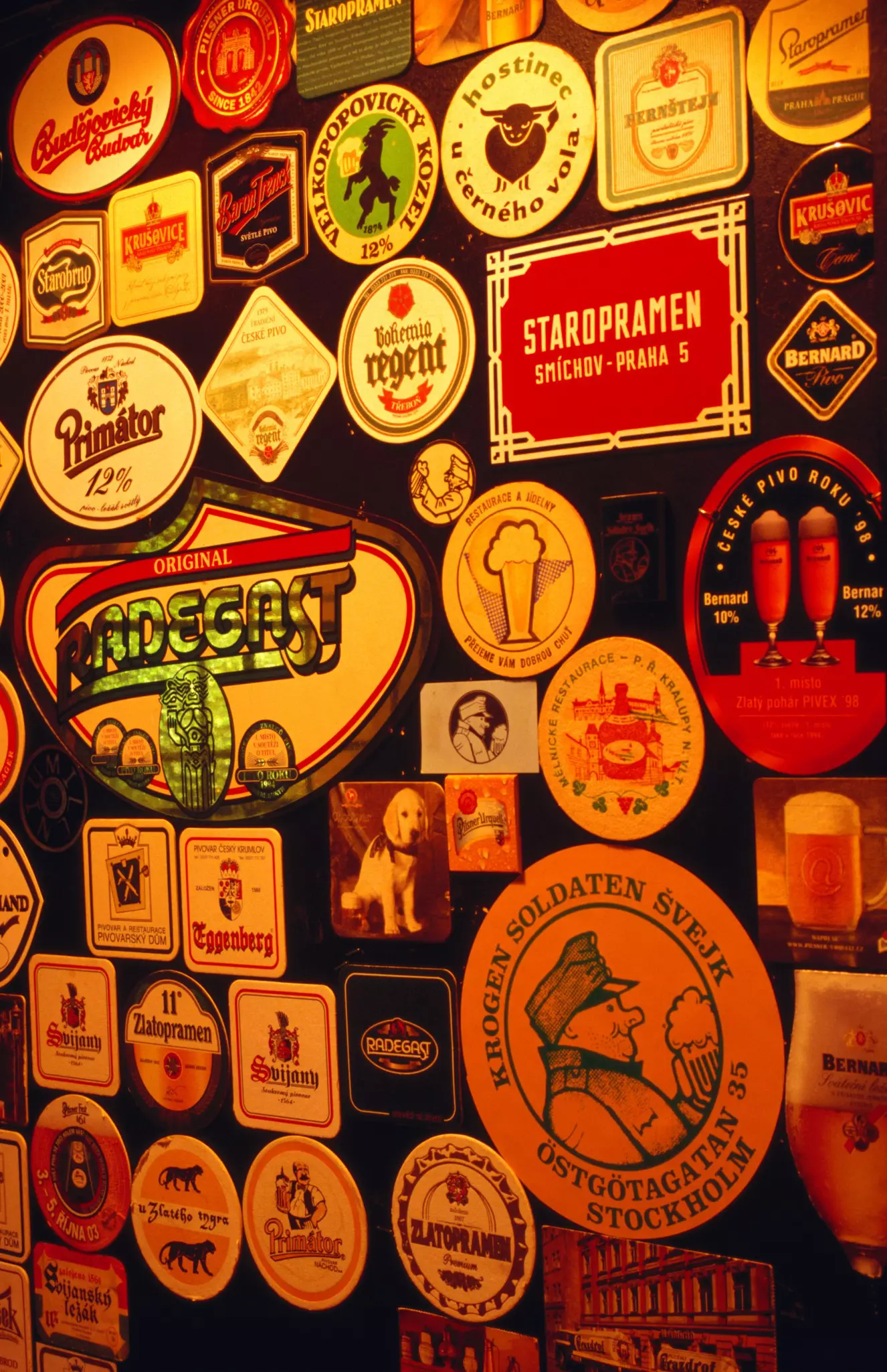 Czech beer mats at Soldaten Svejk.