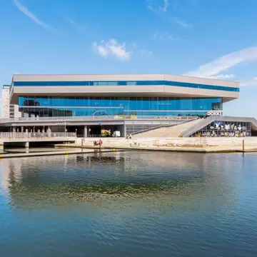  Dokk1 or Dokken is a government building, public library and culture center, completed in 2015. The name Dokk1 refers to the location on the former industrial harbor. Aarhus, Denmark.