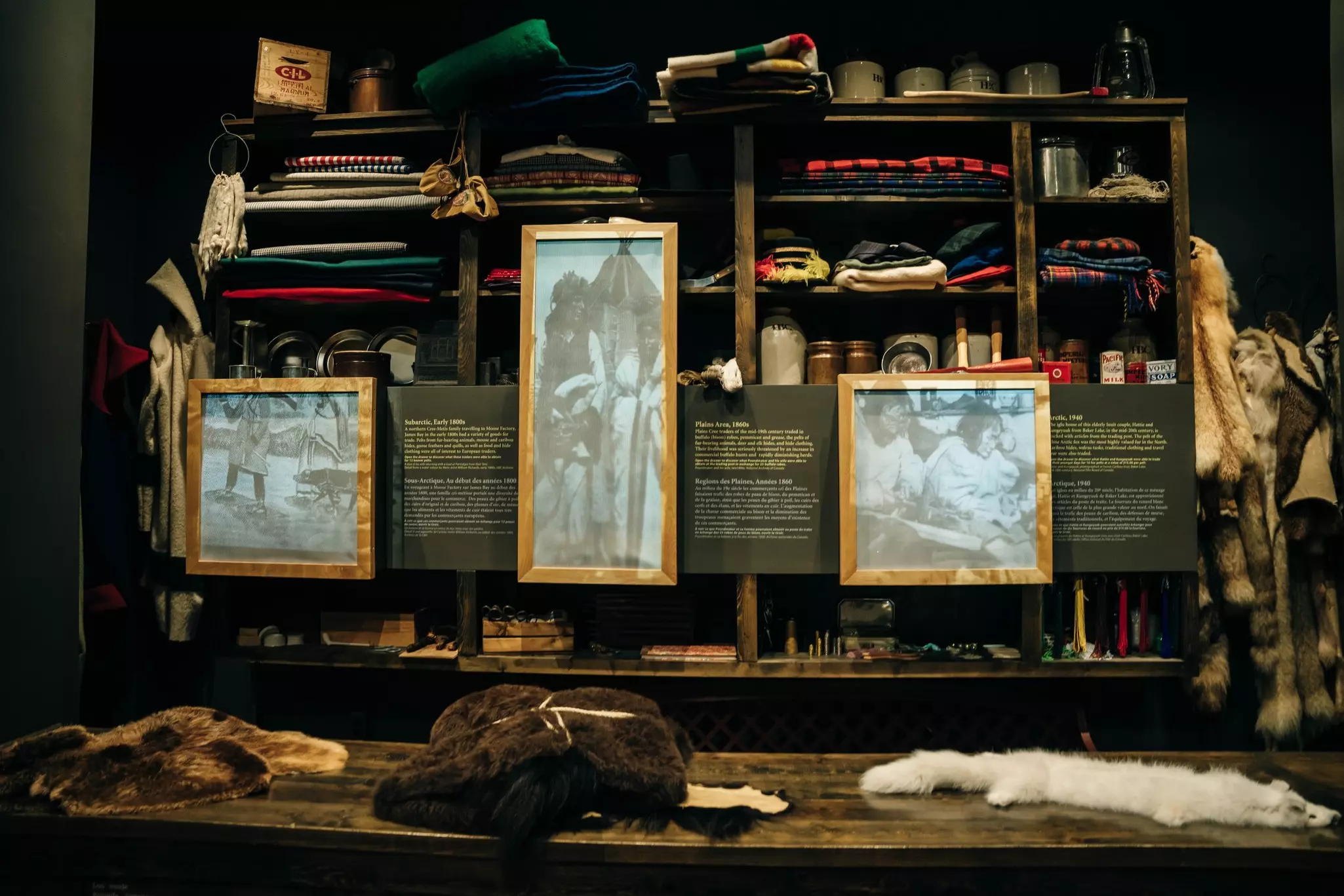 The Manitoba Museum interior, an historic exhibition with furs