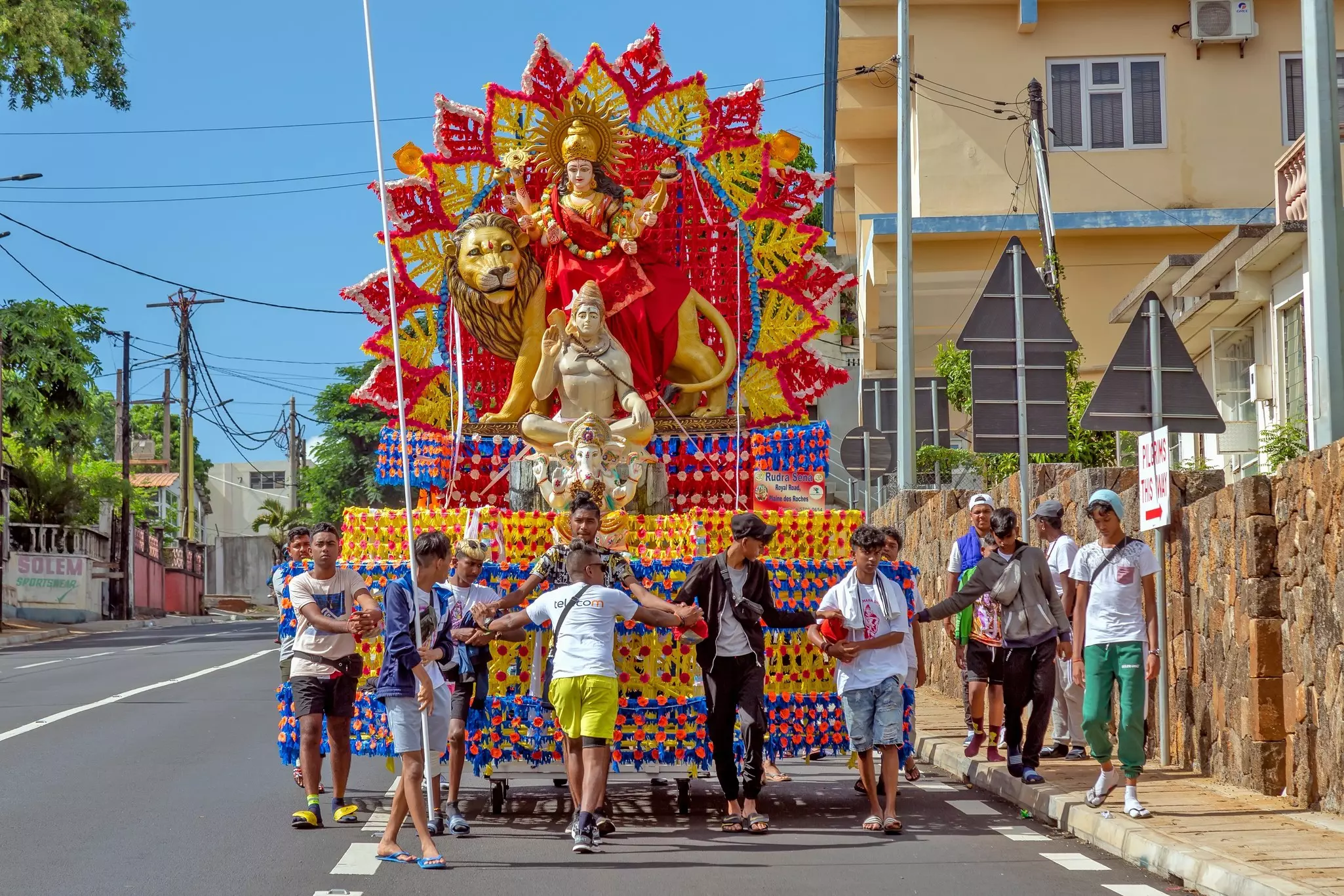 Maha Shivaratri pilgrims on their way to the lake of Grand Bassin, Mauritius.