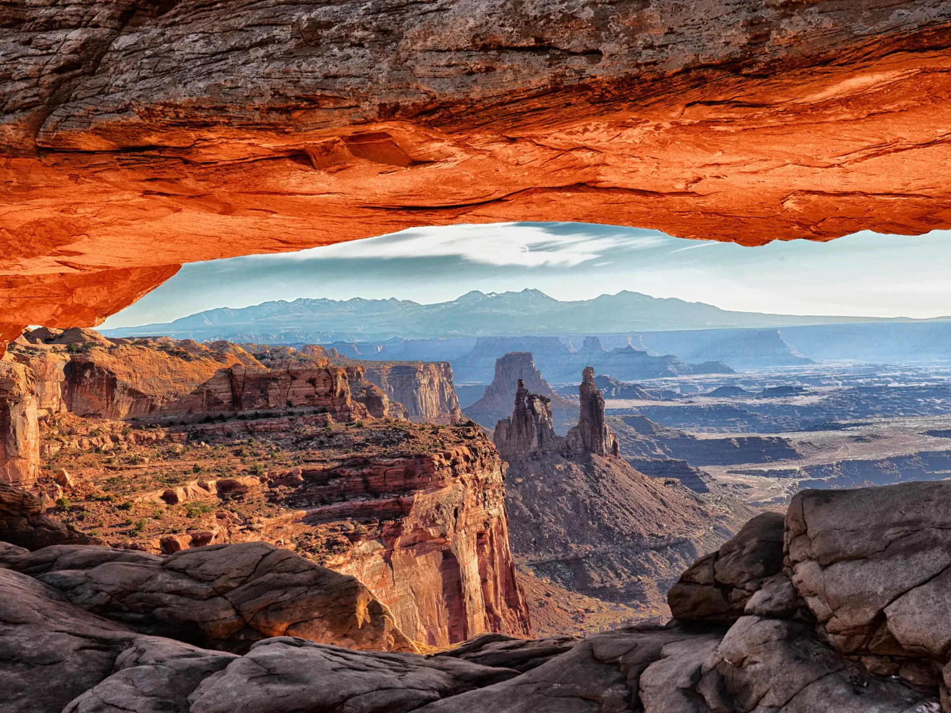 Inside Mesa Arch at Sunrise
Awe Majestic Purity Tranquil Scene Nature Travel Destinations Horizontal Outdoors Natural Phenomenon USA International Landmark Light - Natural Phenomenon Land Feature Rock - Object Natural Arch Western USA Utah Canyonlands ...