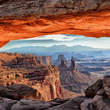 Inside Mesa Arch at Sunrise
Awe Majestic Purity Tranquil Scene Nature Travel Destinations Horizontal Outdoors Natural Phenomenon USA International Landmark Light - Natural Phenomenon Land Feature Rock - Object Natural Arch Western USA Utah Canyonlands ...