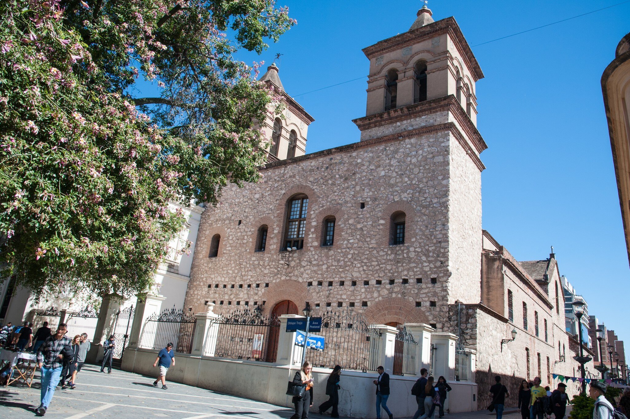 External facade of the Jesuit church Companhia de Jesus, historical, cultural and religious architecture of the Manzana Jesuitica complex. Cardoba, Argentina.  