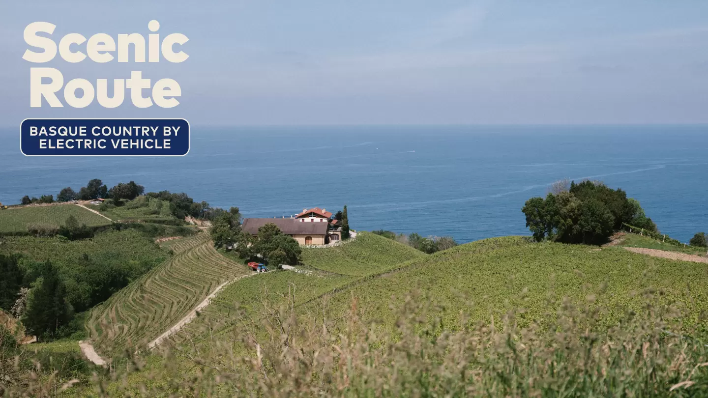 An EV road trip through Basque Country allows you to explore where the hidden jewels of this region – such as Txomin Etxaniz Winery – lie. Coke Bartrina for Lonely Planet; Graphics by Dustin Johnson
