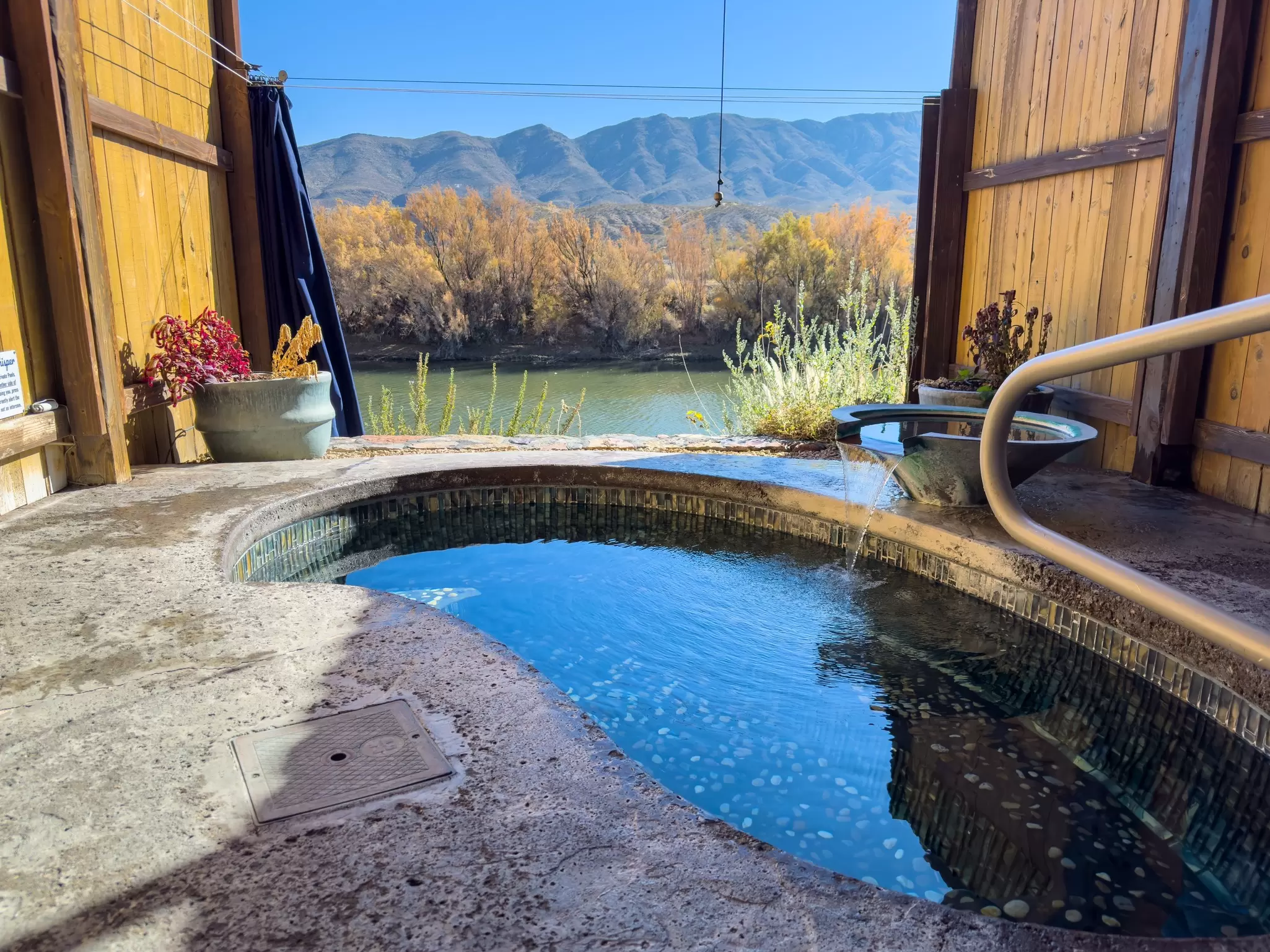 A warm bathing pool facing the Rio Grande in Truth or Consequences, New Mexico. 