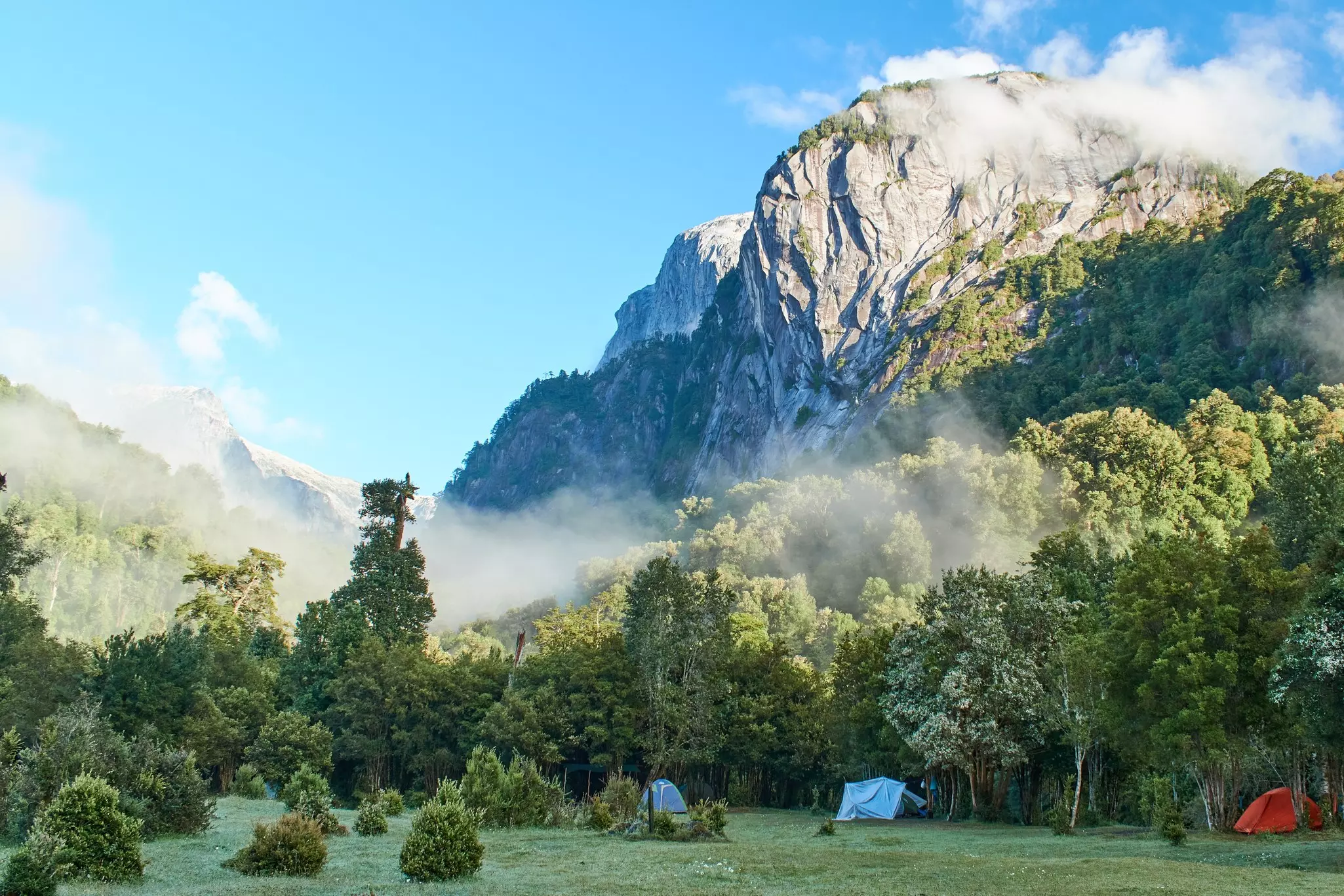 Camping in Cochamo valley, Patagonia Chile.