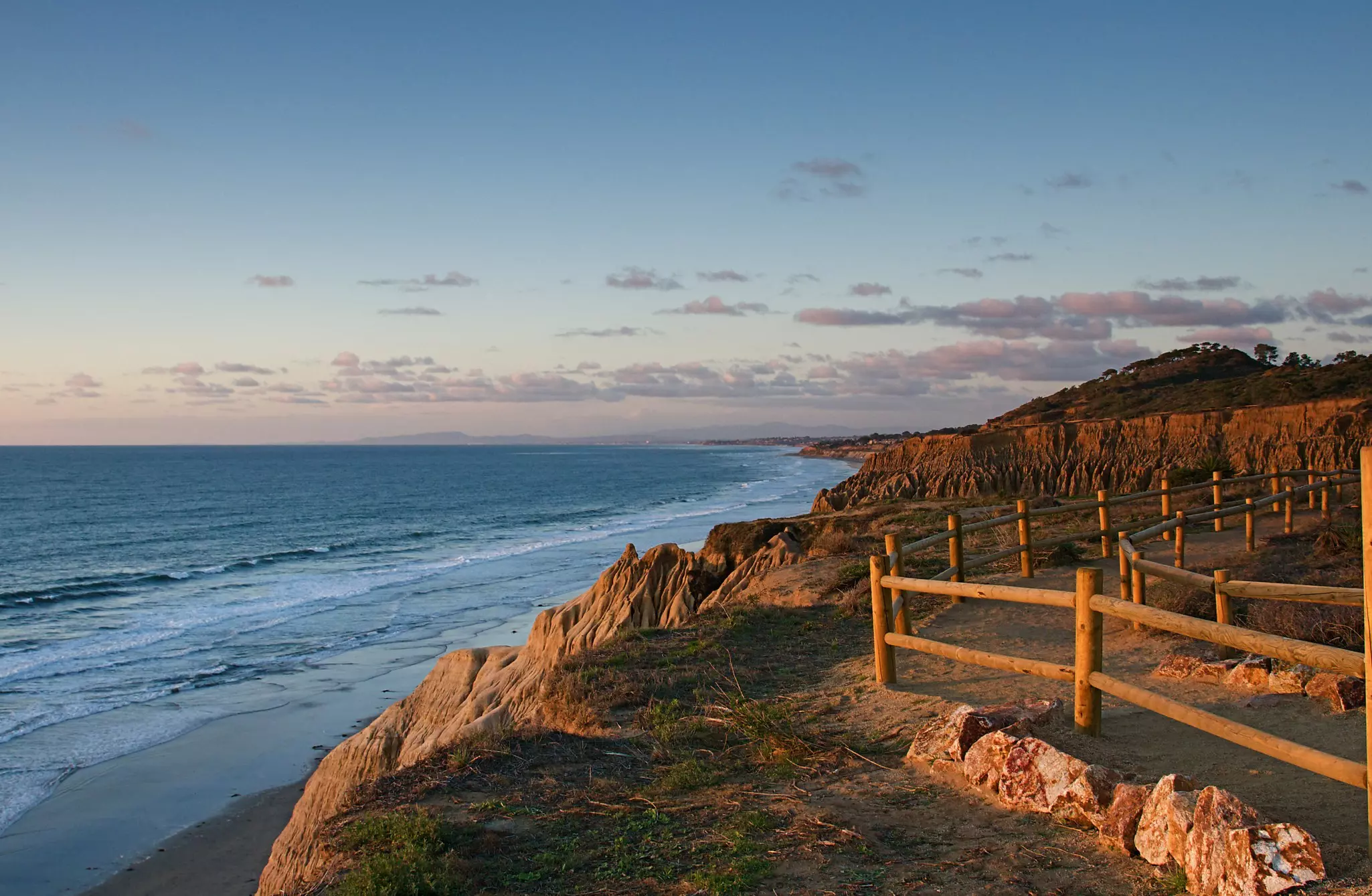 Sweeping view of the rugged California coastline and ocean beaches