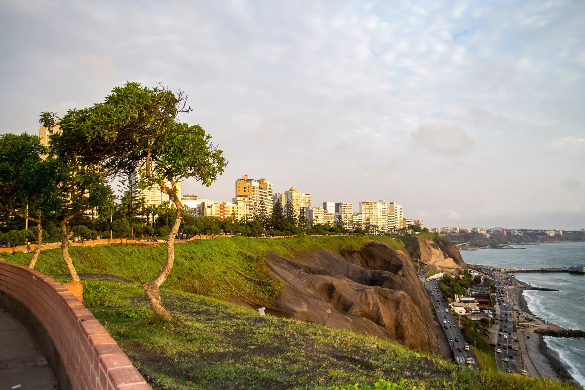Sunset on the Malecon Cisneros in the Miraflores district.