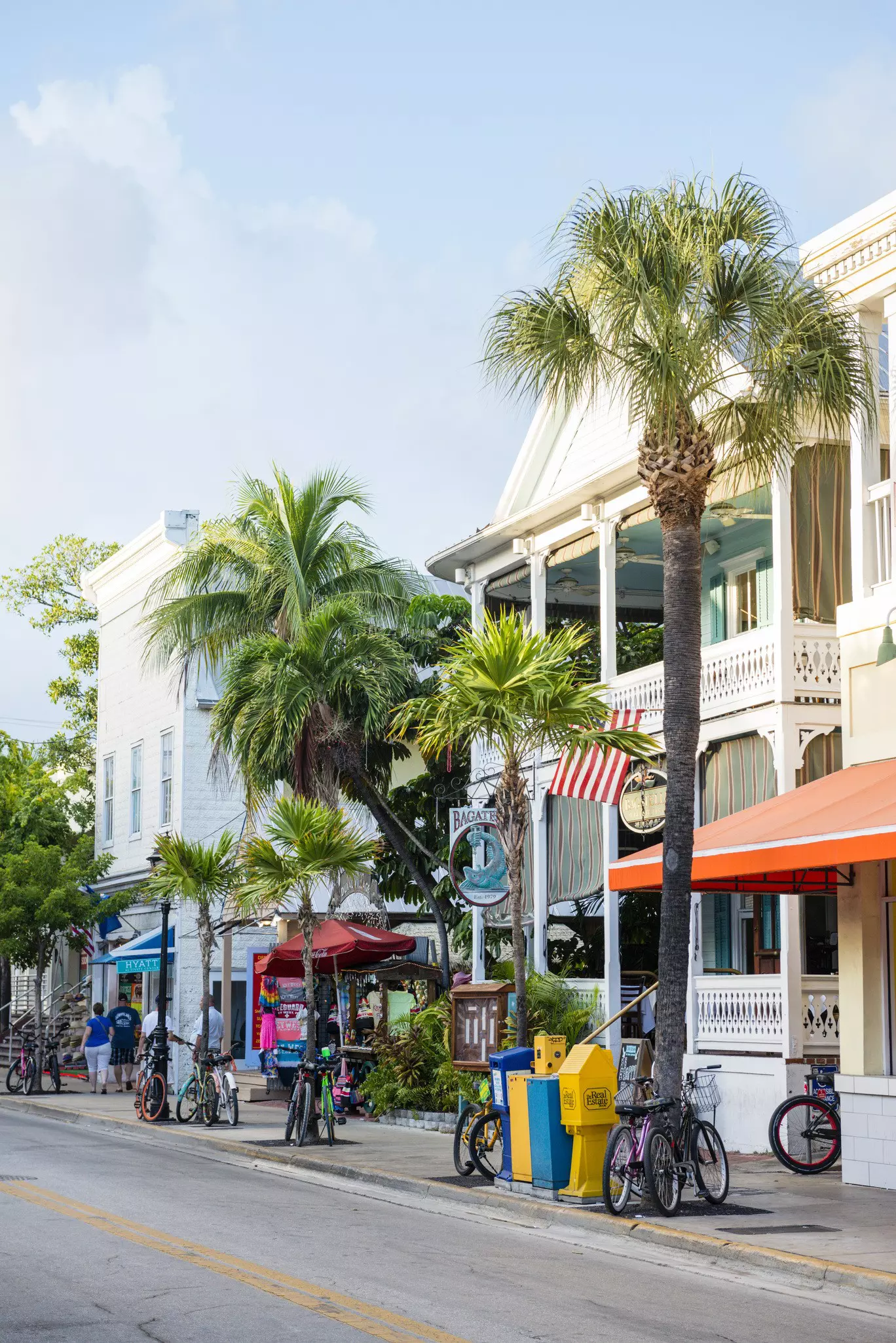 Duvall Street with Bagatelle seafood restaurant, Key West.