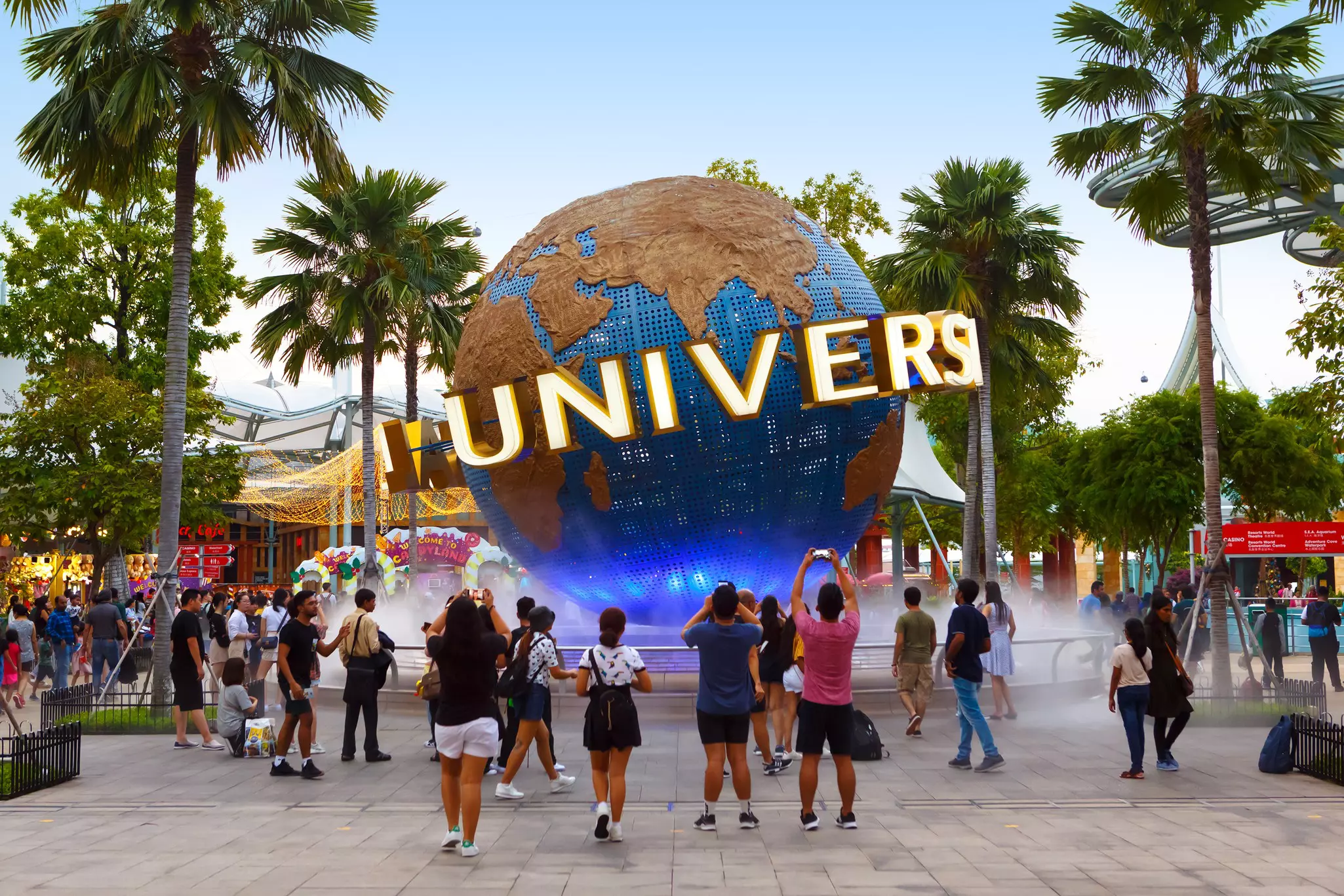 Crowds at Universal Studios Singapore on Sentosa Island.
