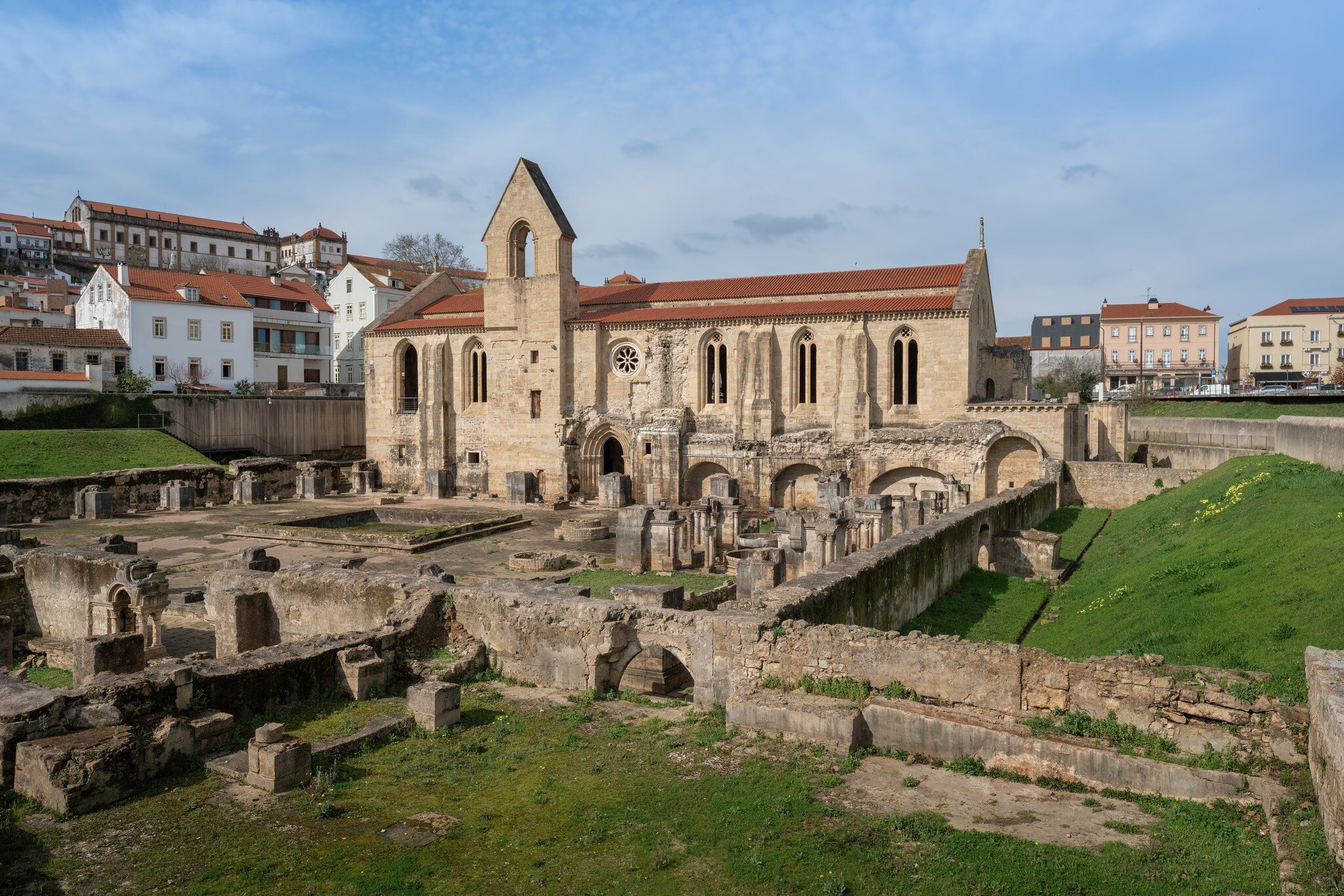 View of the ruins of the Mosteiro de Santa Clara-a-Velha in Coimbra, Portugal.