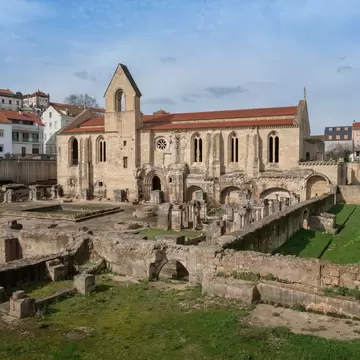 View of the ruins of the Mosteiro de Santa Clara-a-Velha in Coimbra, Portugal.