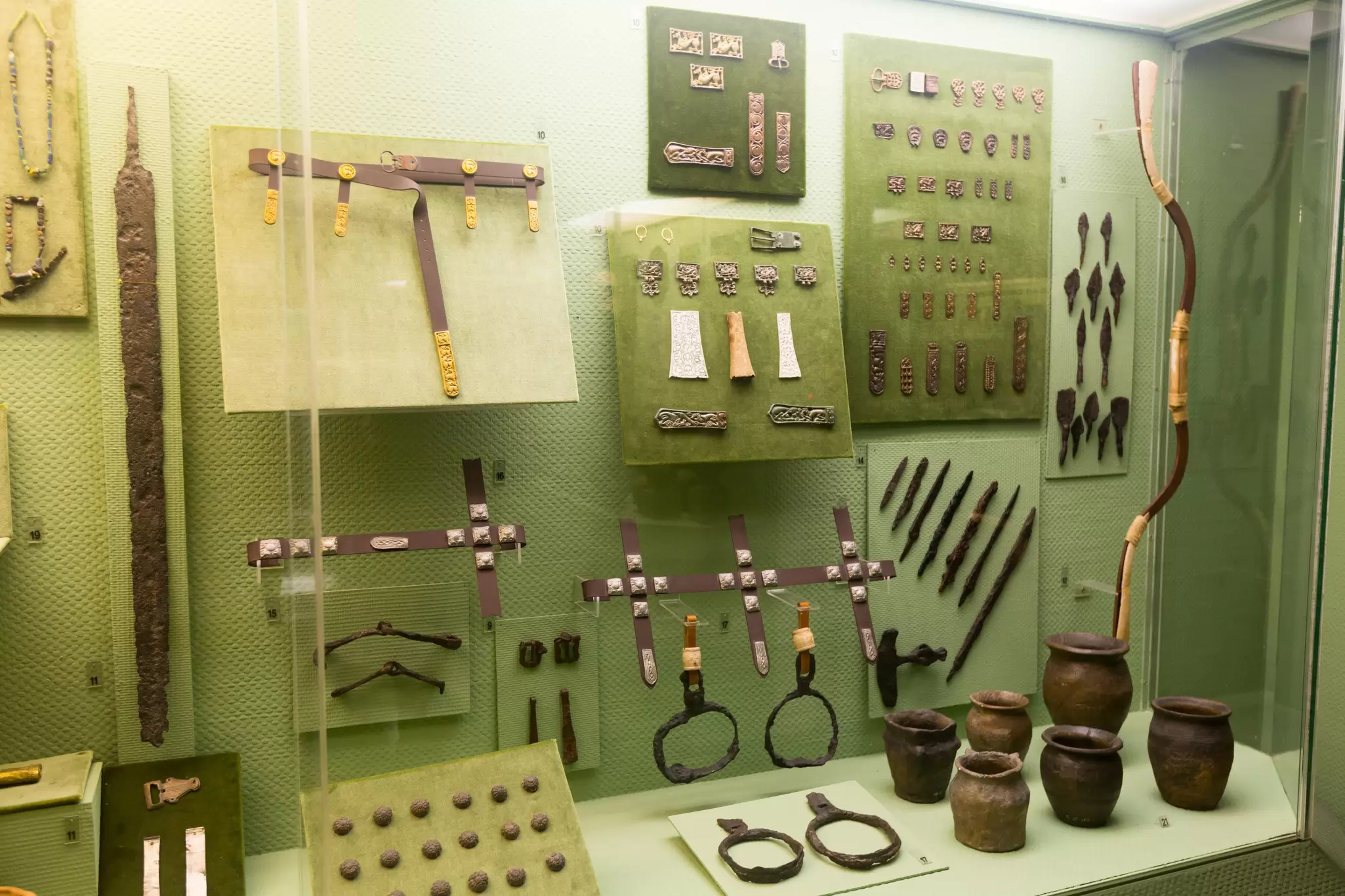 Artifacts on display inside the Historical Museum of Budapest in Buda Castle in Budapest, Hungary.