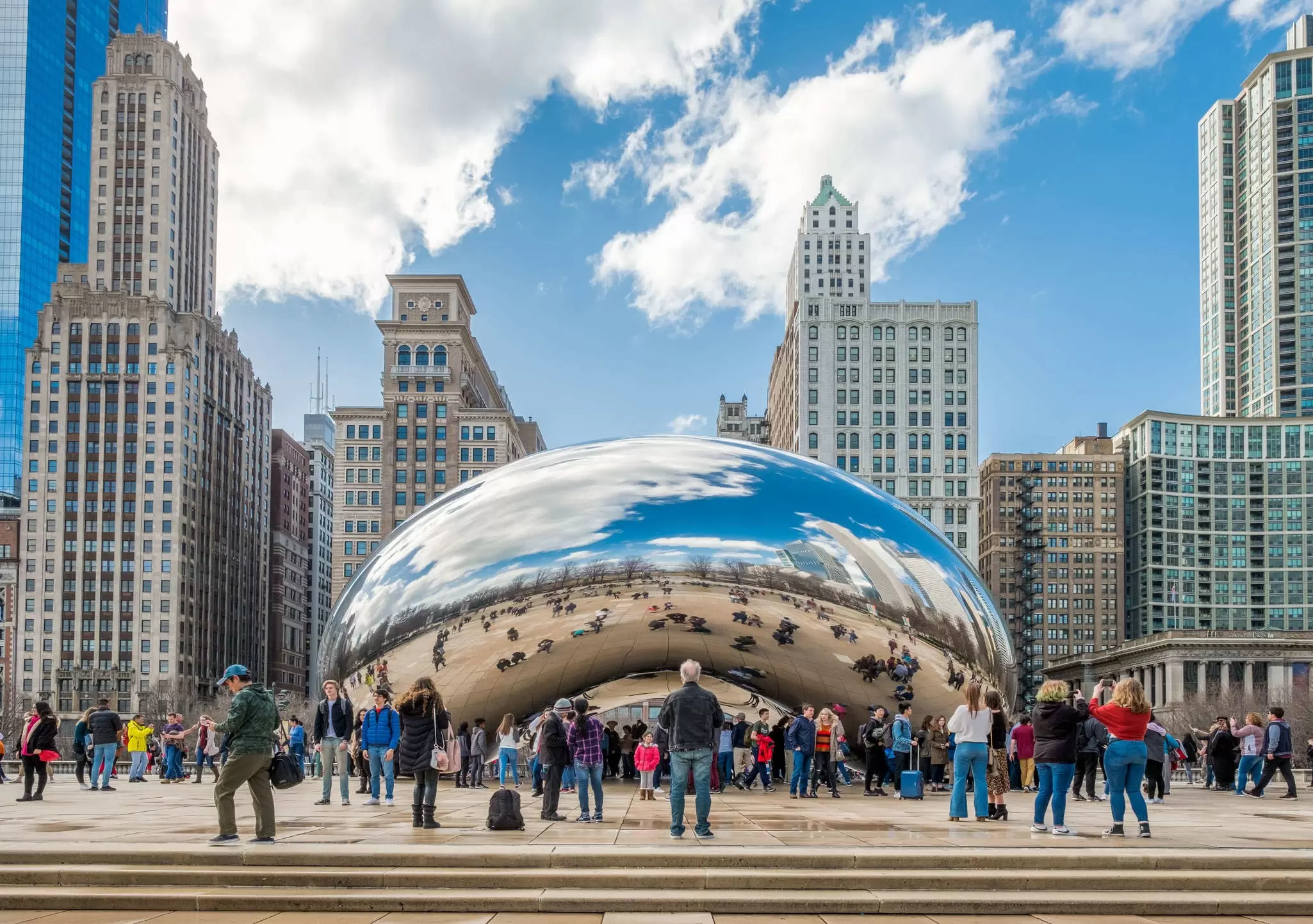 Iconic public artworks stud Millennium Park in downtown Chicago. Rolf 52/Shutterstock