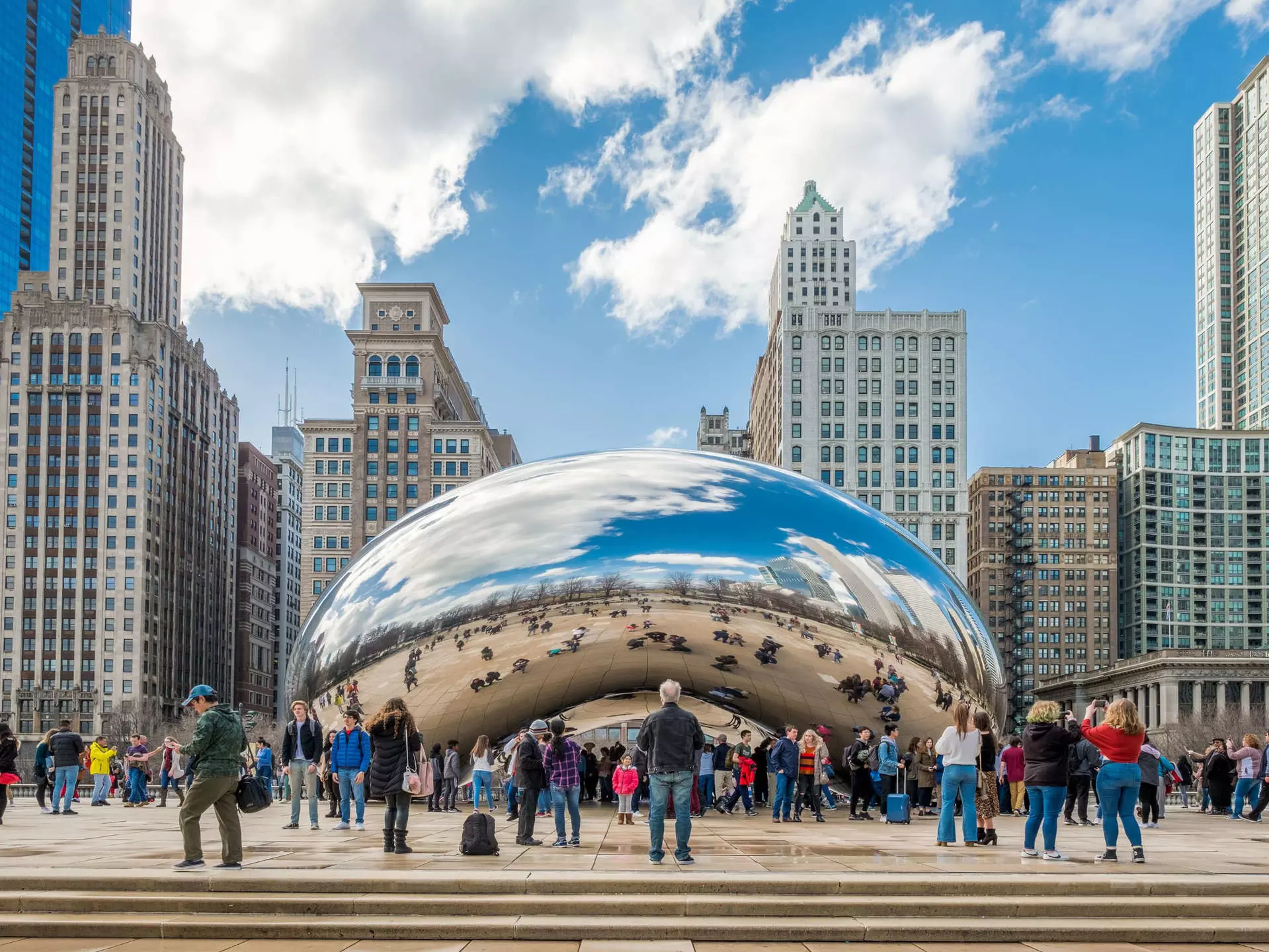 Iconic public artworks stud Millennium Park in downtown Chicago. Rolf 52/Shutterstock