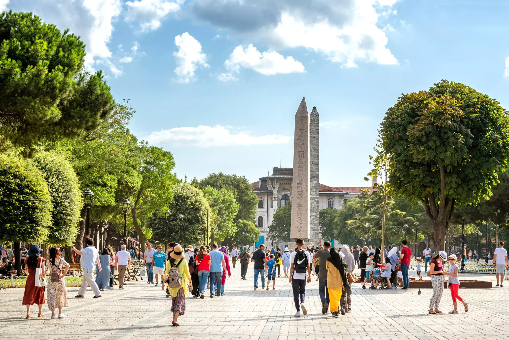 People walking in Sultanahmet, a neighborhood in Istanbul