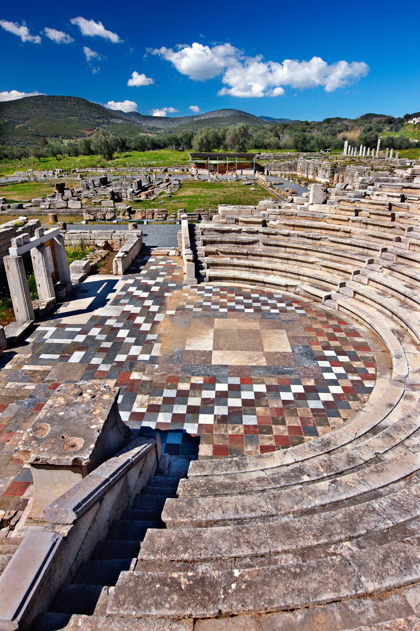 View of the ruins of the 'Assembly Hall' in Ancient Messini, Greece.