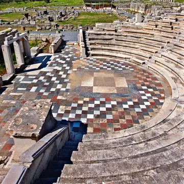 View of the ruins of the 'Assembly Hall' in Ancient Messini, Greece.