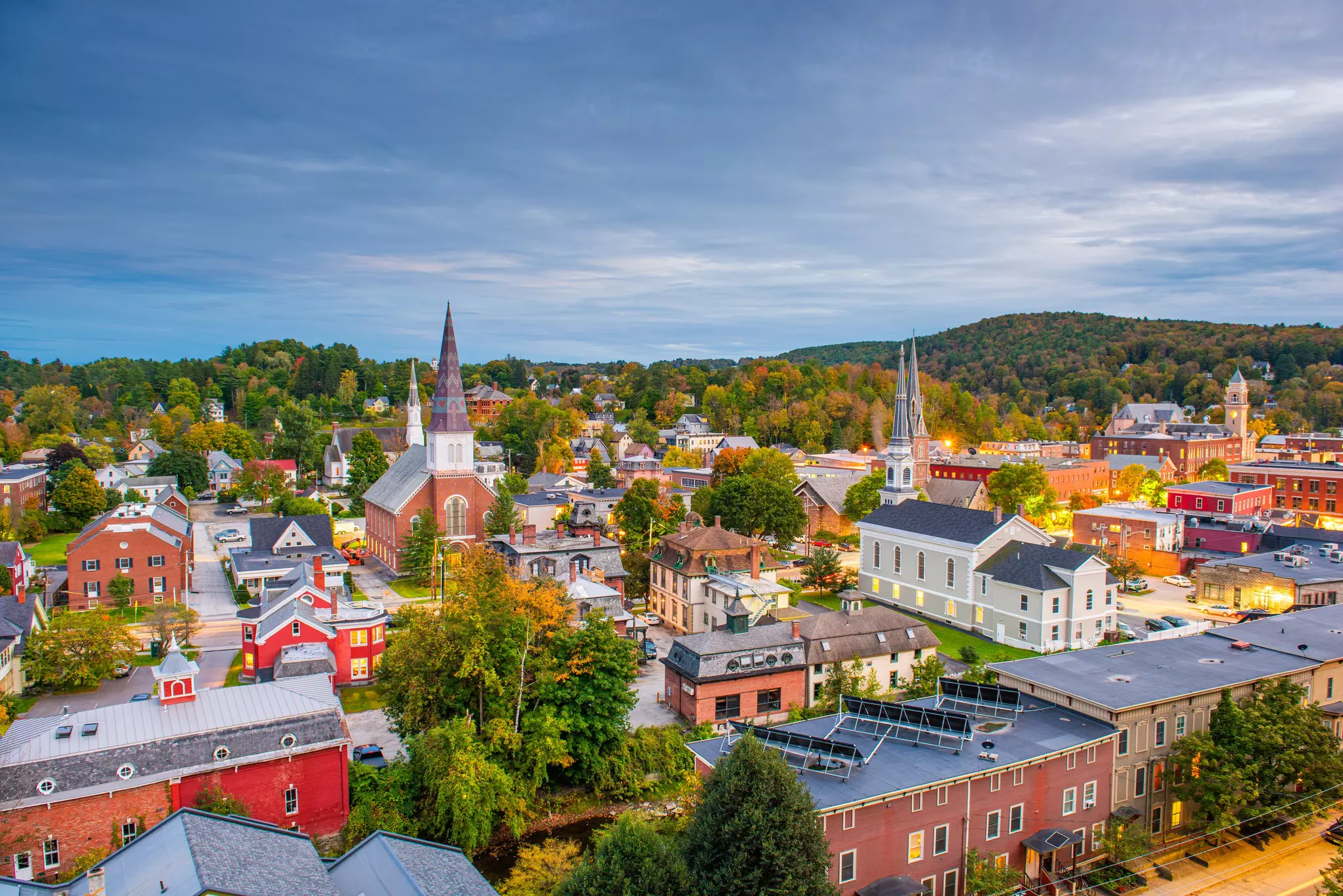 Montpelier, Vermont, USA town skyline.