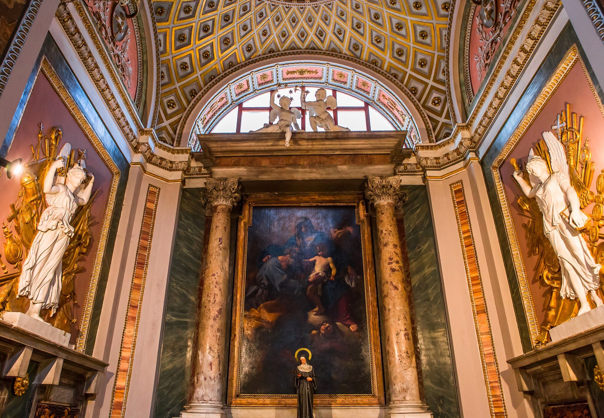 rome, italy, june 17, 2015 : lateral chapel in the transept of Santa Maria dei Miracoli church