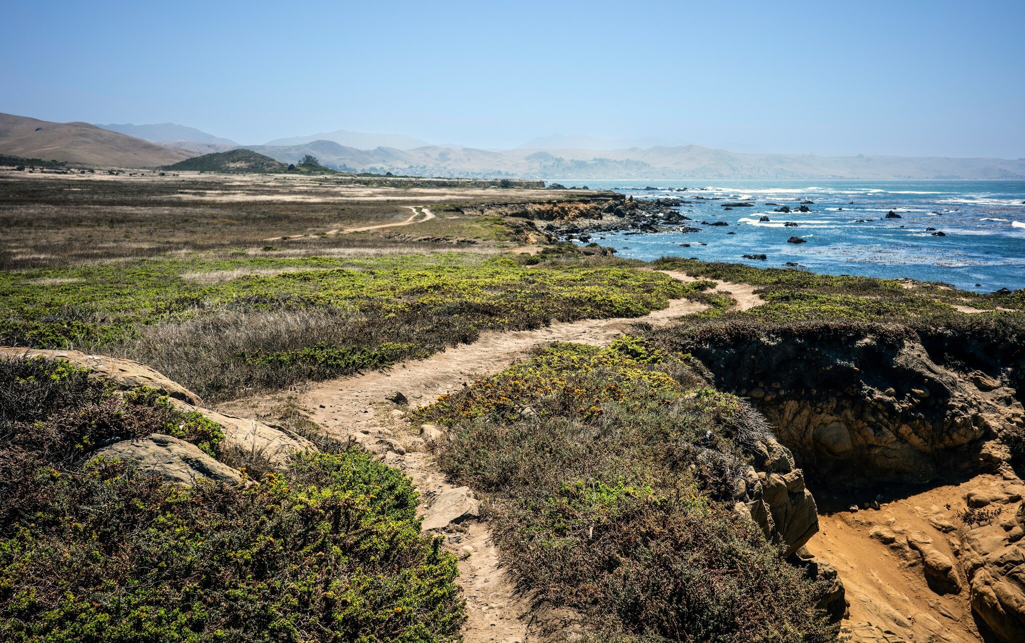 Coastal hiking trail at Harmony Headlands State Park on the Central Coast of California.