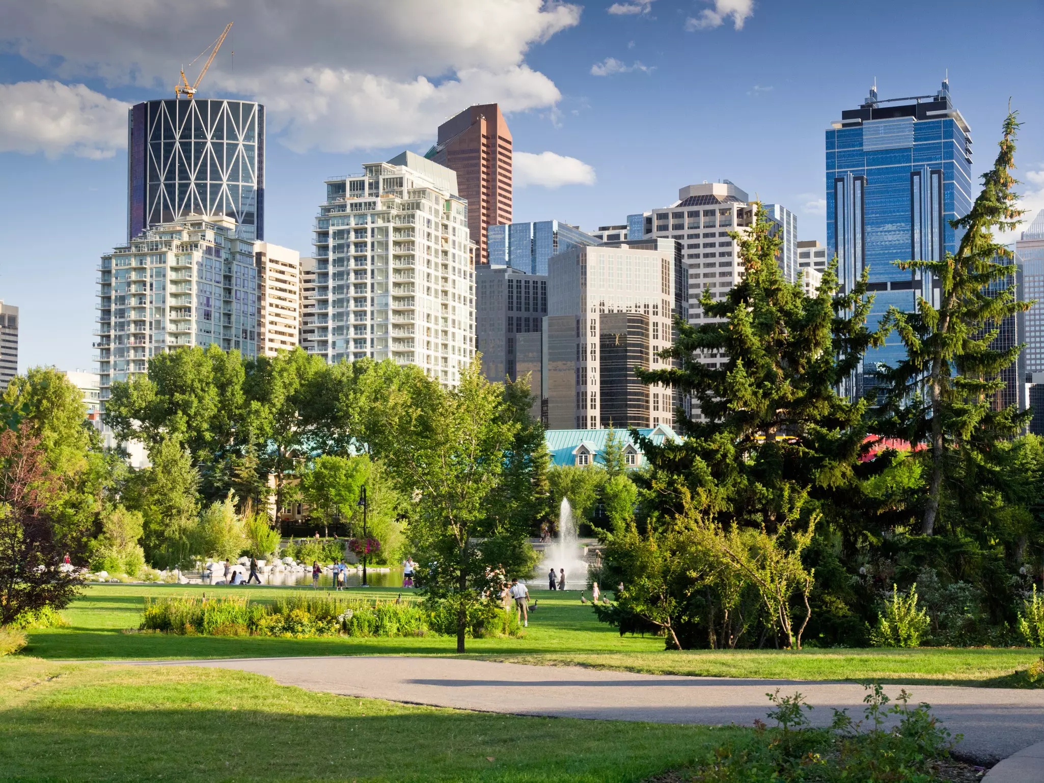 Prince's Island Park with downtown Calgary in the background.