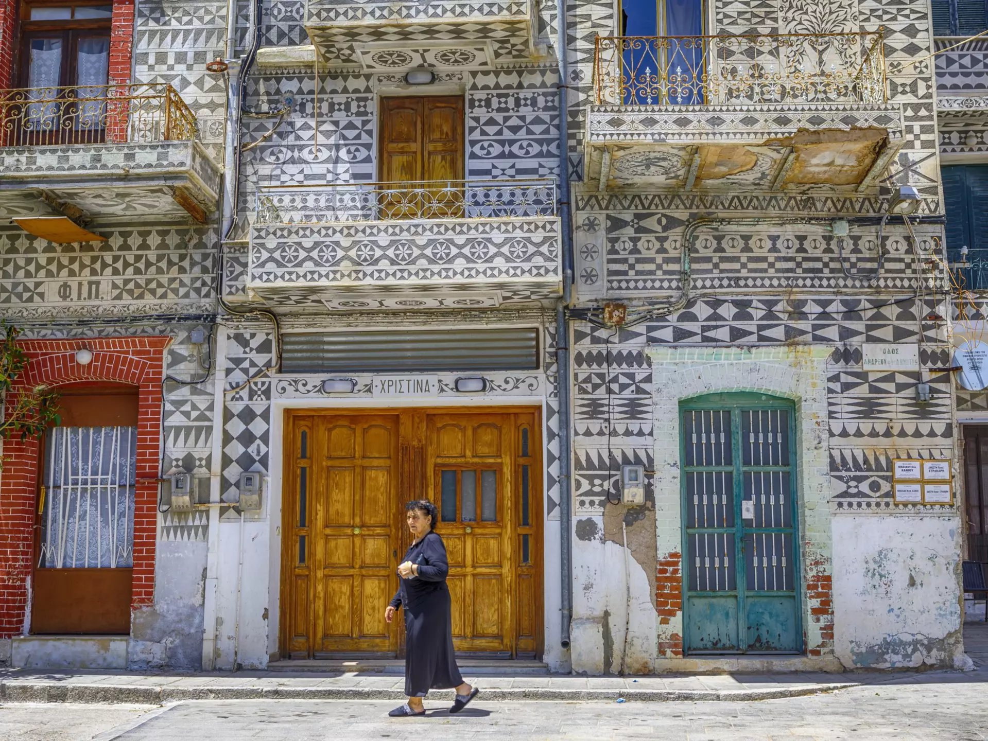 Pyrgi village on the Greek island of Chios is known for its xysta designs. tunart/Getty Images
