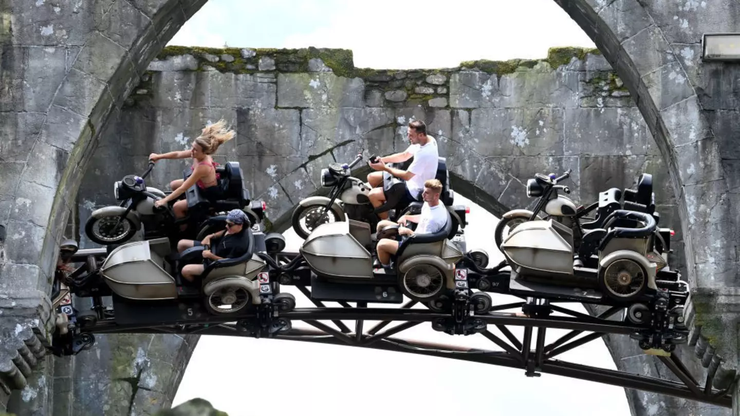 ORLANDO, FL - JULY 22: Marcus Bettinelli and Timo Werner of Chelsea rides Hagrids Magical Creatures Motorbike Adventure during a visit at Universal Orlando Resort on July 22, 2022 in Orlando, Florida. (Photo by Darren Walsh/Chelsea FC via Getty Images)
1242061182