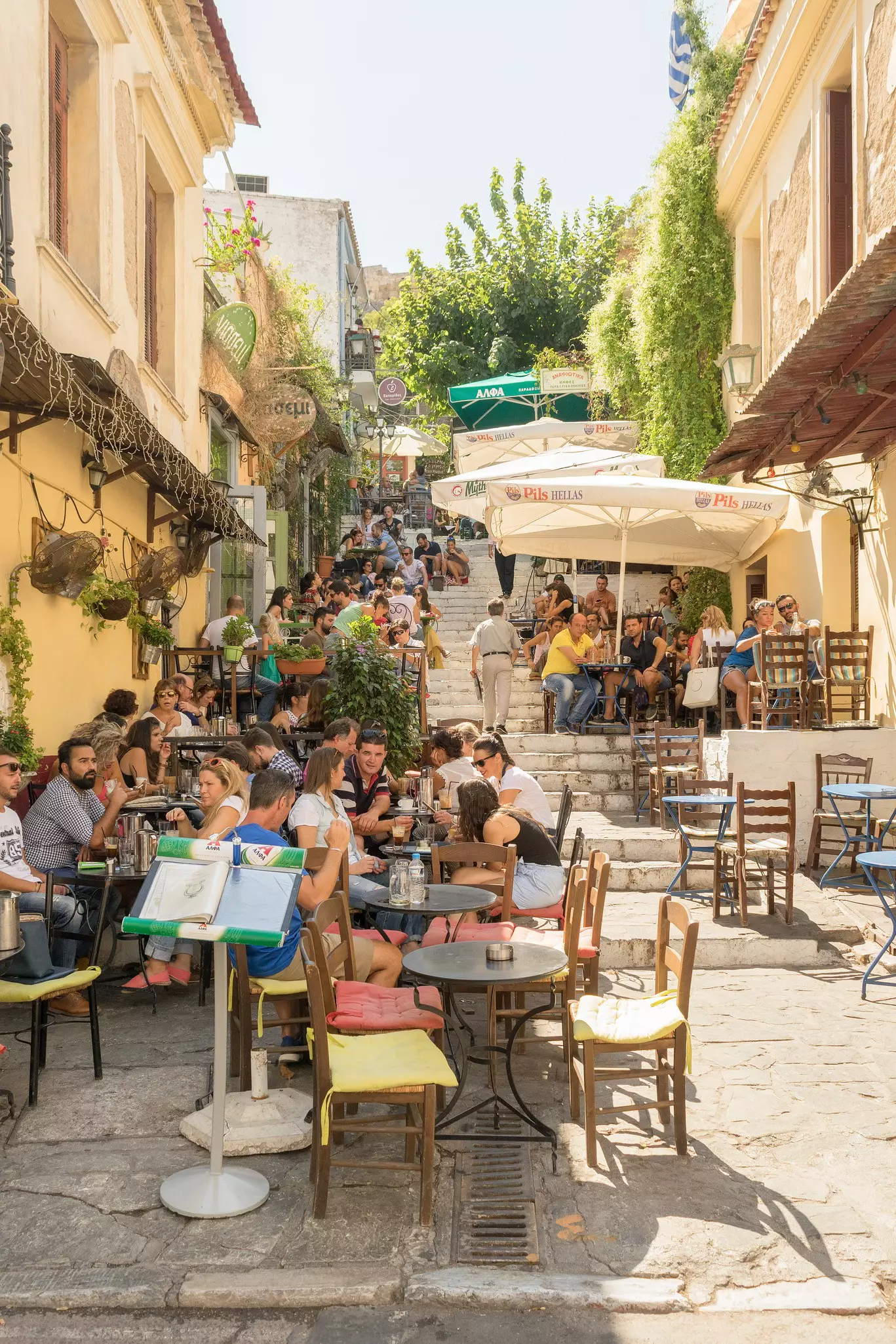 Cafes in Athens' Plaka neighbourhood. Bill Anastasiou / Shutterstock