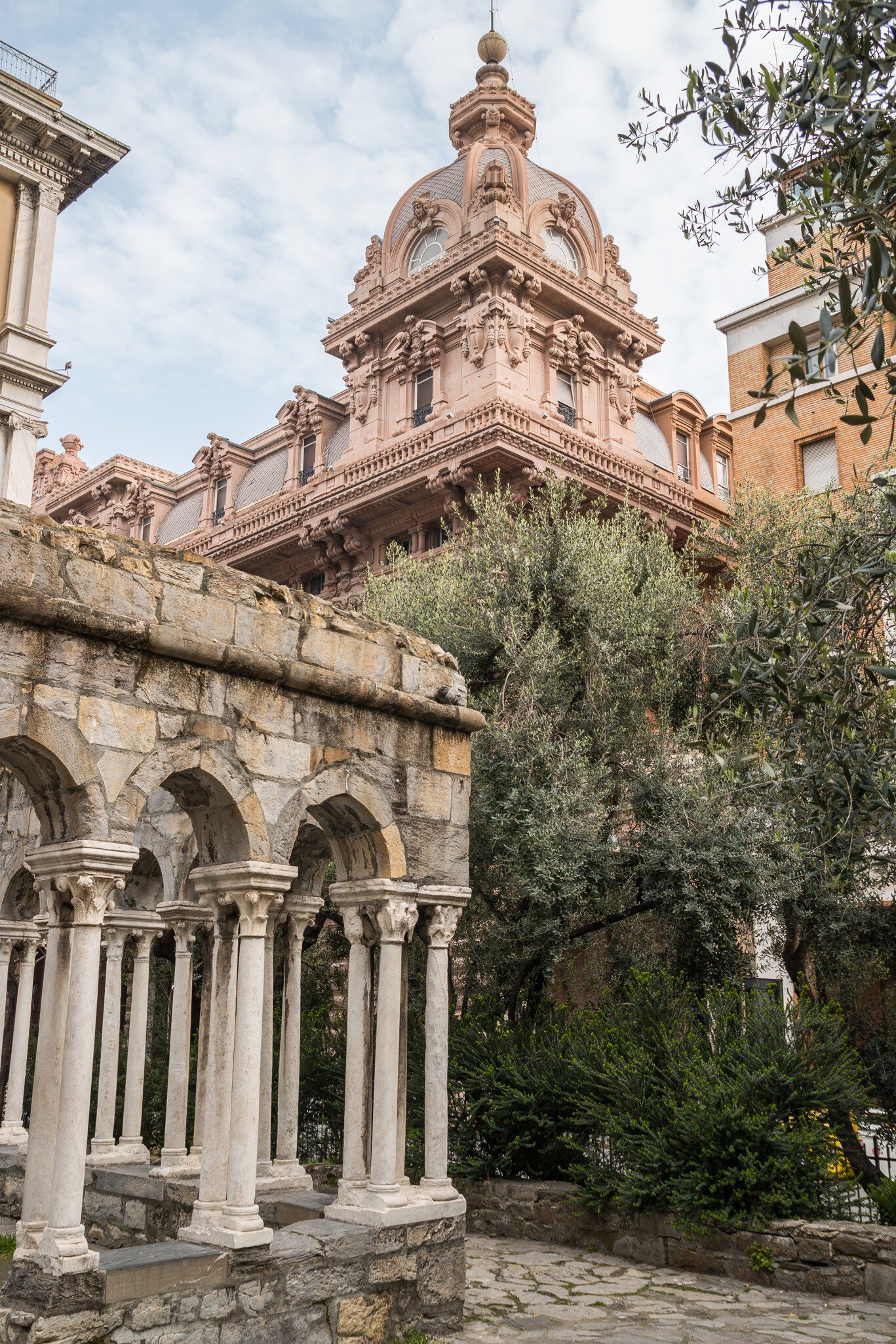 Cloister of Sant'Andrea, Genoa, Liguria, Italy.